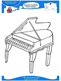 Çocuklar İçin Piano Boyama Sayfaları 